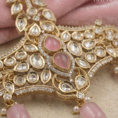 Blush Pink Kundan Kalangi with Bead Drop