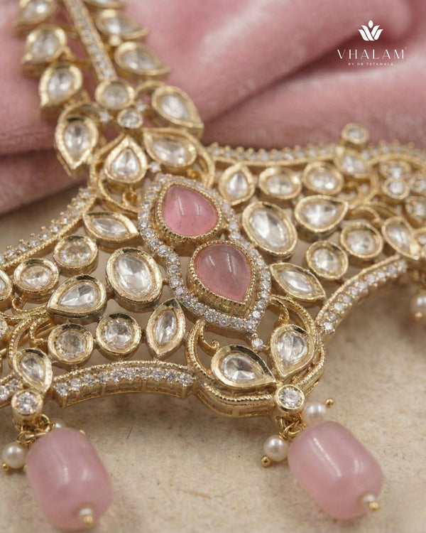 Blush Pink Kundan Kalangi with Bead Drop
