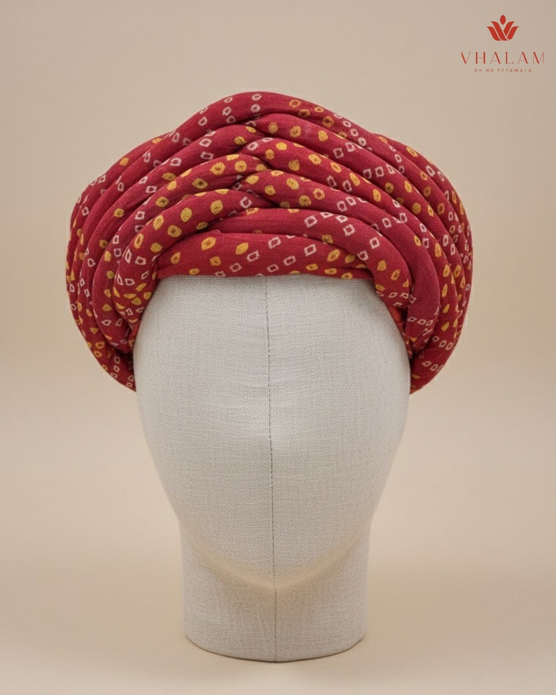 Traditional Red Bandhani Print Rajasthani Pagdi