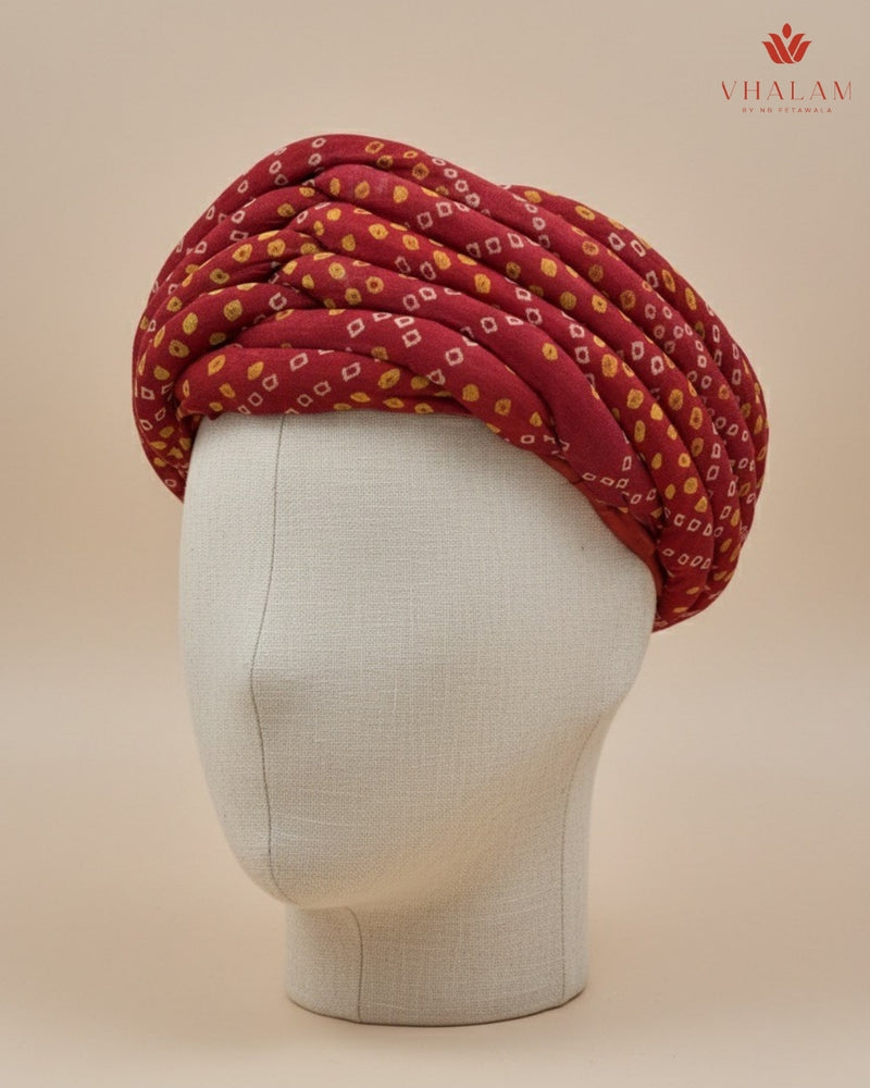 Traditional Red Bandhani Print Rajasthani Pagdi