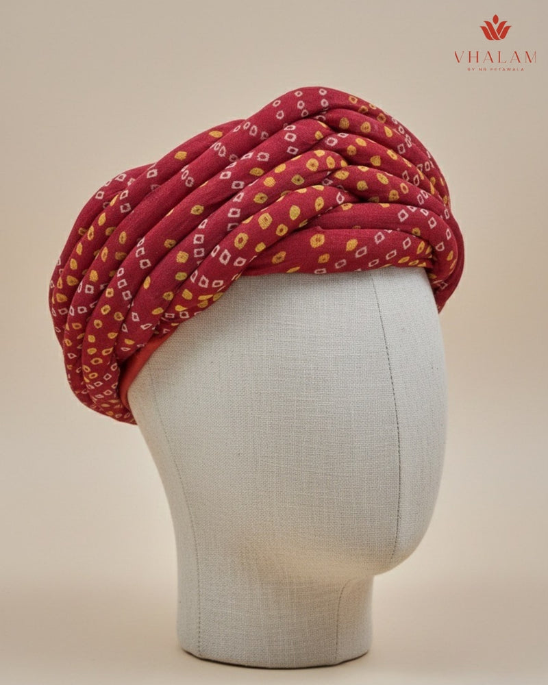 Traditional Red Bandhani Print Rajasthani Pagdi