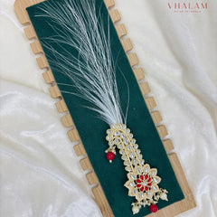 Red Floral Kundan Wedding Turban Brooch