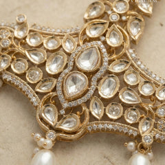 White Kundan Kalangi with Pearl Drop