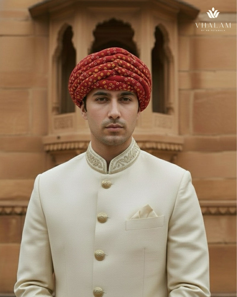 Traditional Red Bandhani Print Rajasthani Pagdi