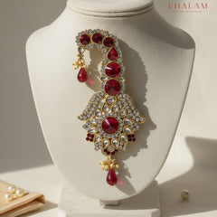 Grand Ruby Crystal and Pearl Turban Brooch