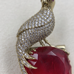 Chirag Crest Brooch with Emerald Maroon Stone