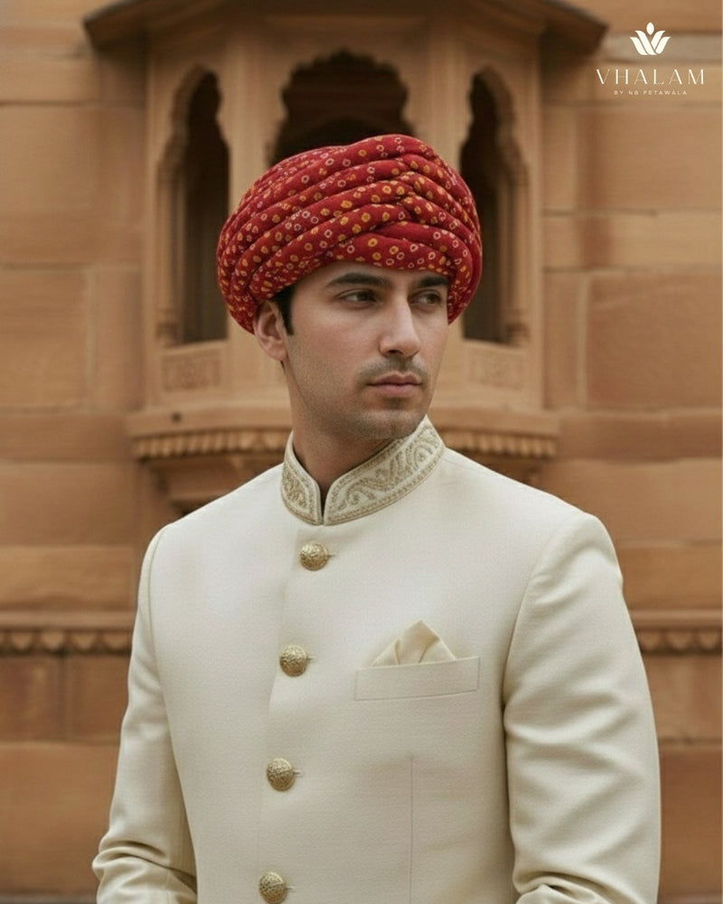 Traditional Red Bandhani Print Rajasthani Pagdi