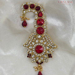 Grand Ruby Crystal and Pearl Turban Brooch