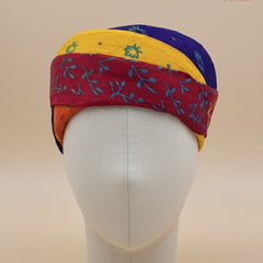 Vibrant Tri-Color Floral Block Print Rajasthani Pagdi