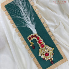 Grand Ruby Crystal and Pearl Turban Brooch