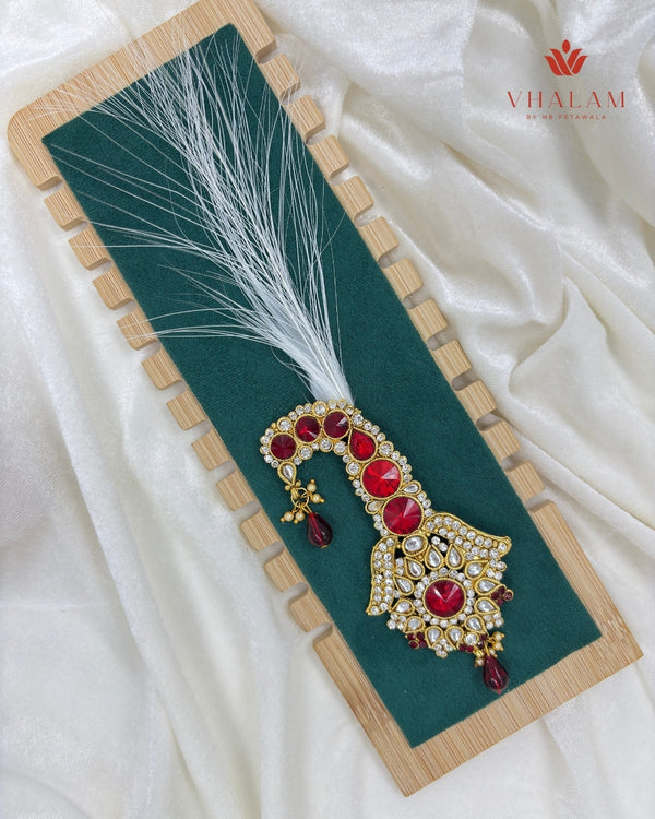 Grand Ruby Crystal and Pearl Turban Brooch