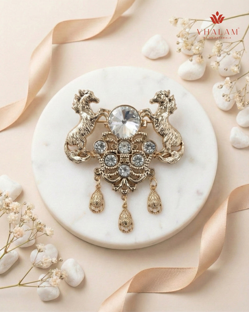 Shahi Ashwa Diamond-Tone Heritage Brooch