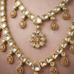 Imperial Peach Heritage Brass Double-Layer Mala