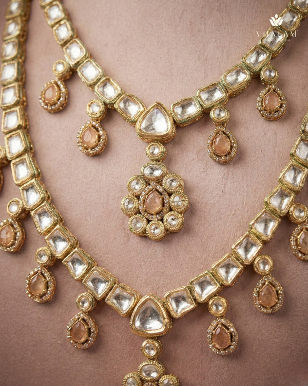 Imperial Peach Heritage Brass Double-Layer Mala