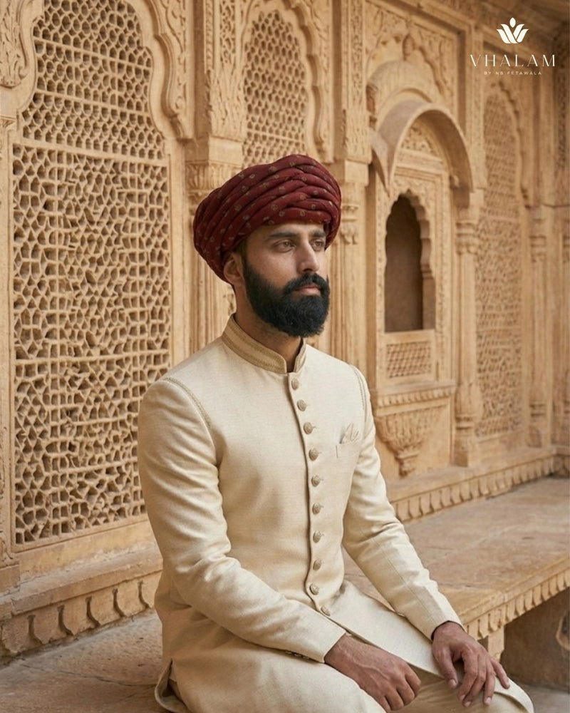 Maroon Bandhani Print Rajasthani Pagdi