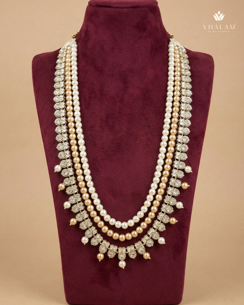 Multi-Tone Pearl & Polished Silver Heritage Mala