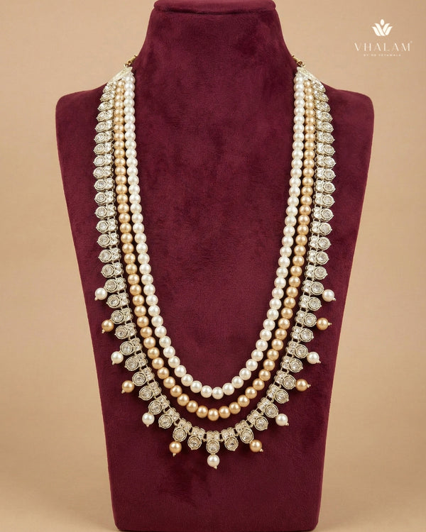 Multi-Tone Pearl & Polished Silver Heritage Mala