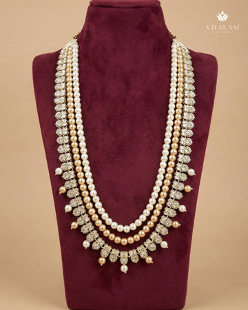 Multi-Tone Pearl & Polished Silver Heritage Mala