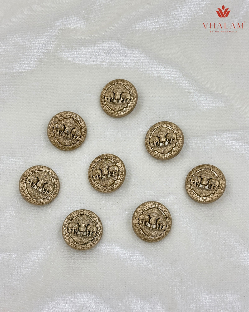 Shahi Gajraj Gold Heritage Brooch & Button Set