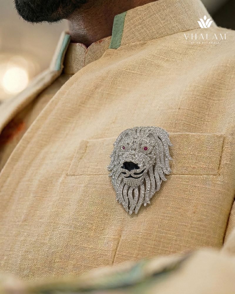 Silver Lion Brooch