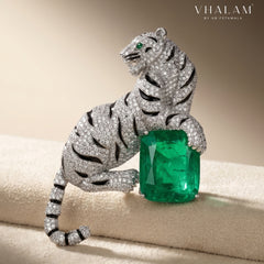 Green Stone Tiger Brooch
