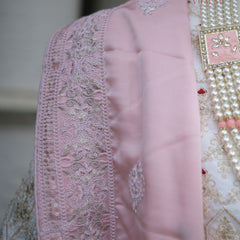 Blush Pink Silk Shawl with Intricate Thread Embroidery