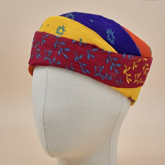 Vibrant Tri-Color Floral Block Print Rajasthani Pagdi