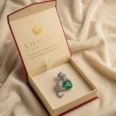 Green Stone Tiger Brooch
