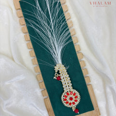 Regal Round Red Kundan Turban Brooch