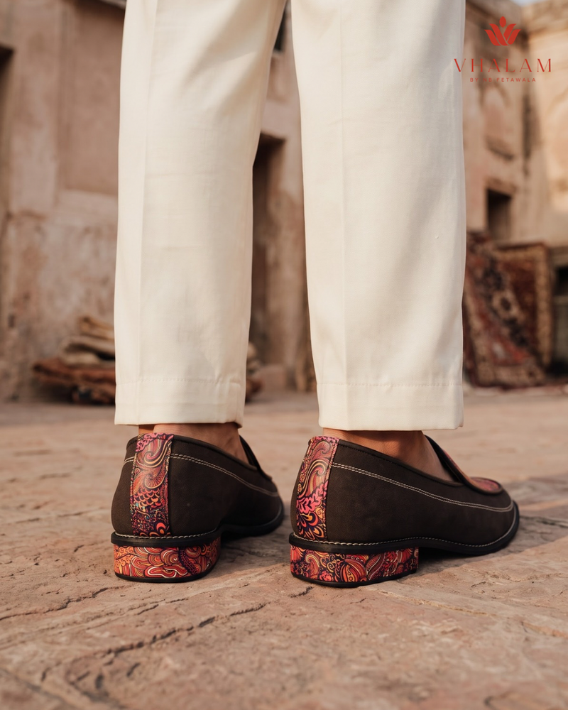 Handcrafted Maharaja Printed Maroon Wedding Loafers