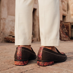 Handcrafted Maharaja Printed Maroon Wedding Loafers