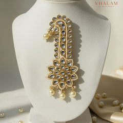 White Floral Kundan Wedding Turban Brooch