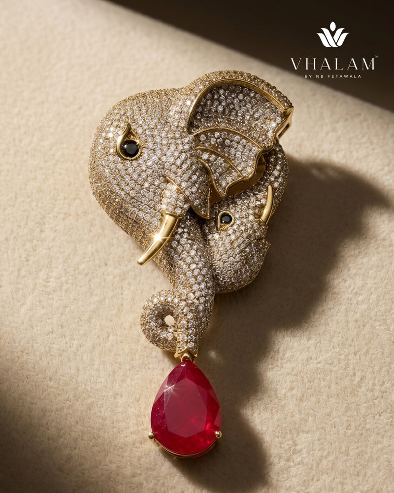 Gold Elephant Brooch