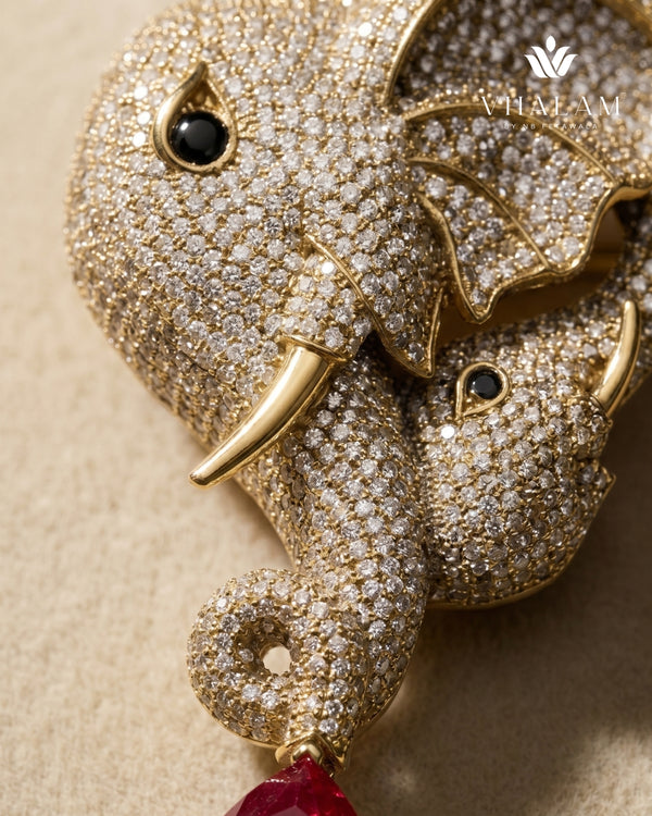 Gold Elephant Brooch