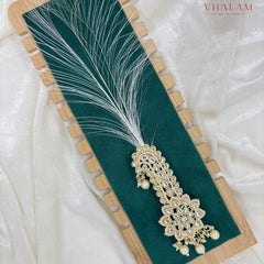 White Floral Kundan Wedding Turban Brooch