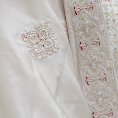 Traditional Ivory Shawl with Subtle Red Highlights