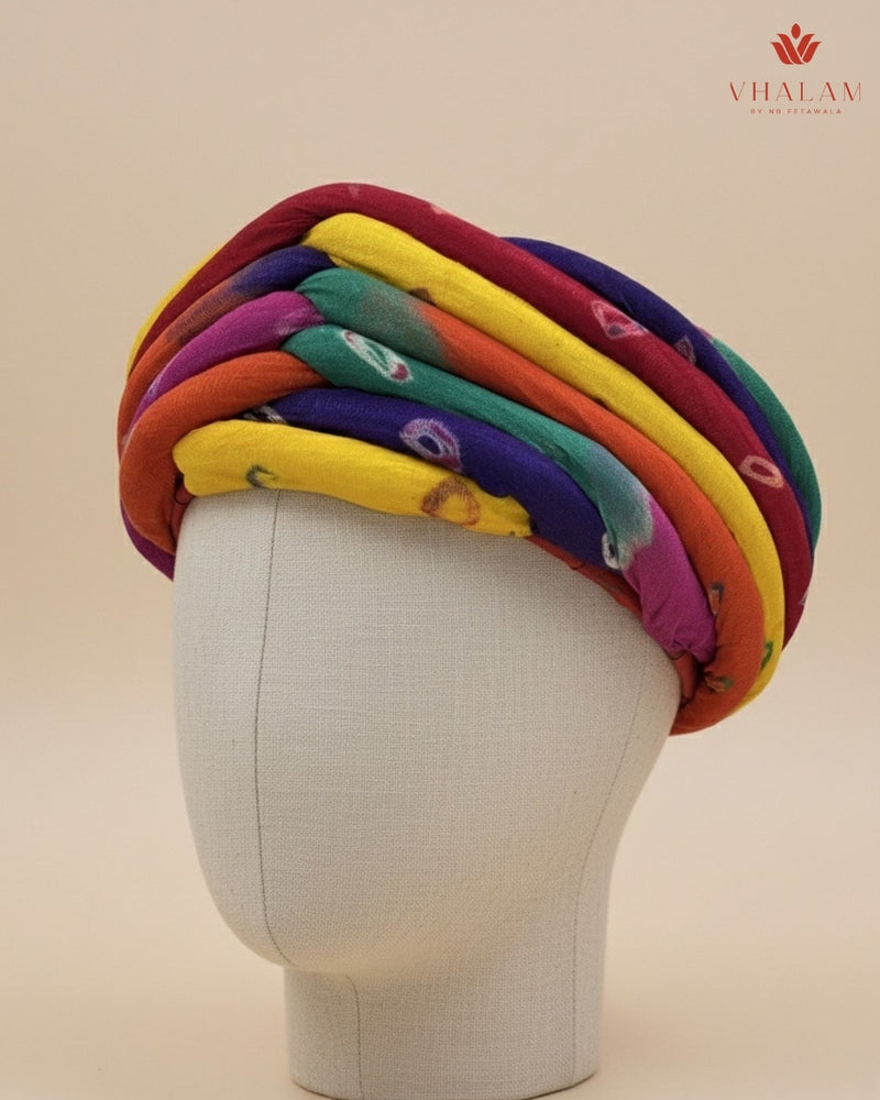 Panchrangi Multicolored Twisted Rajasthani Pagdi