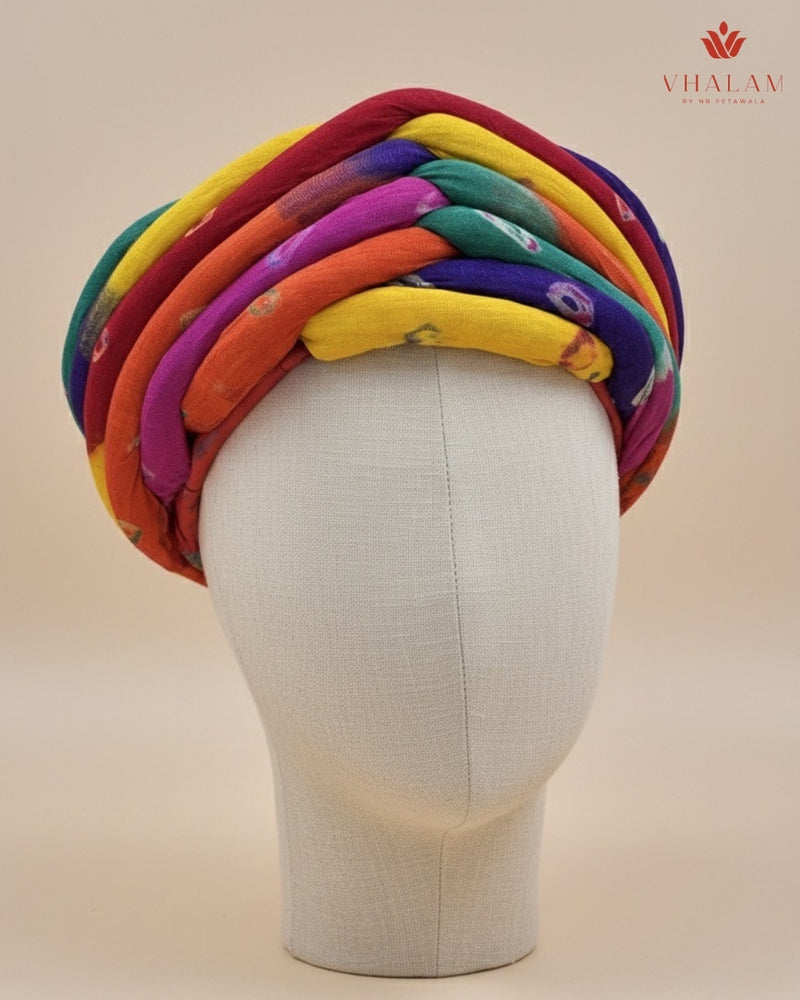 Panchrangi Multicolored Twisted Rajasthani Pagdi