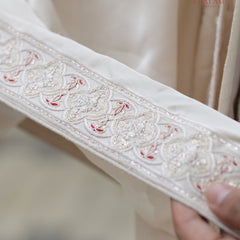 Traditional Ivory Shawl with Subtle Red Highlights