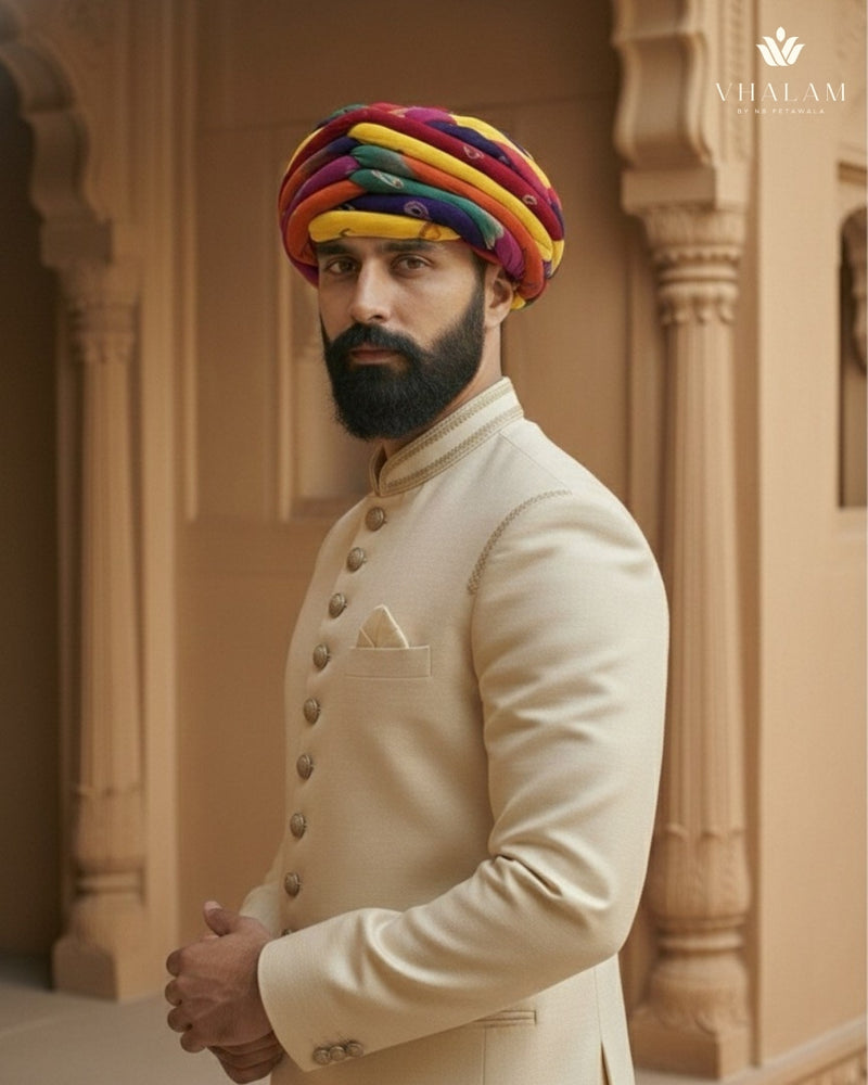 Panchrangi Multicolored Twisted Rajasthani Pagdi