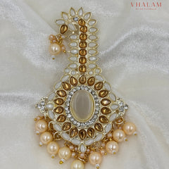 Emerald Gold and Ivory Kundan Pearl Brooch