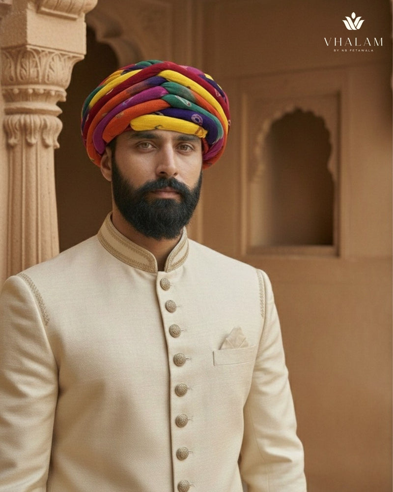 Panchrangi Multicolored Twisted Rajasthani Pagdi
