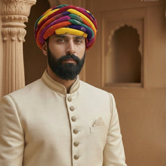 Panchrangi Multicolored Twisted Rajasthani Pagdi