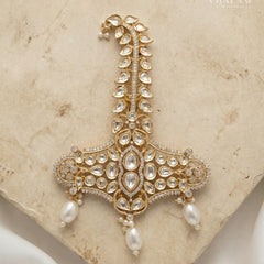 White Kundan Kalangi with Pearl Drop
