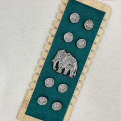 Imperial Royal Elephant Silver Button & Brooch Set