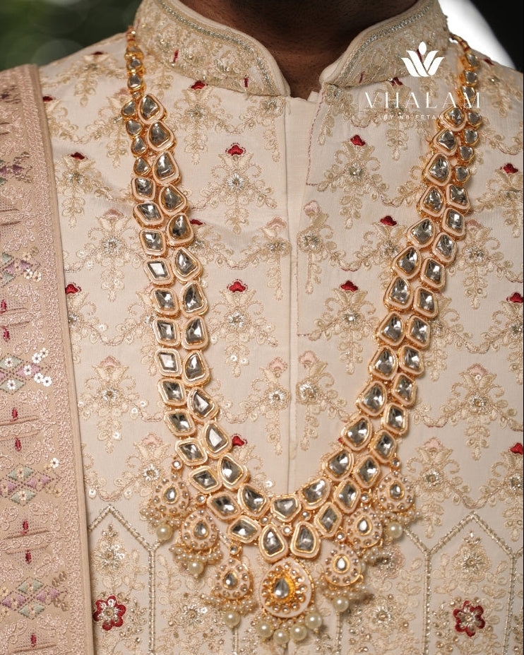 Dulha Light Pink Meenakari & Polki Single-Strand Mala