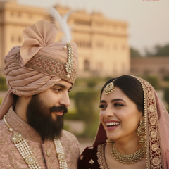 Dusty Rose Silk Groom Pagdi