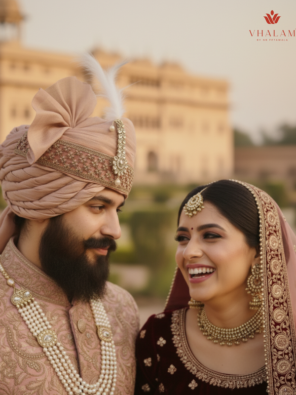 Dusty Rose Silk Groom Pagdi