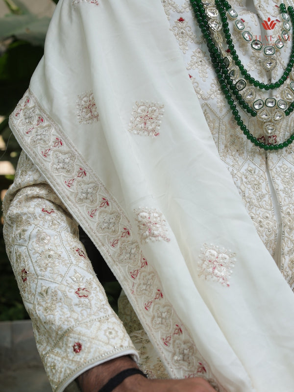 5-Piece Groom's Set for Ivory/Off-White Sherwani