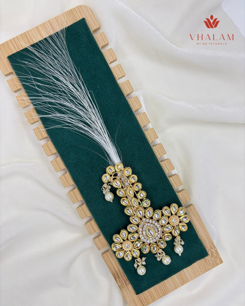 Royal Kundan Floral Turban Brooch with Pearls